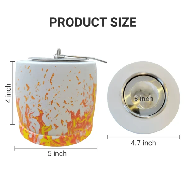 White Concrete Bio Ethanol Fire Pit - Indoor/Outdoor, Portable - Image 2